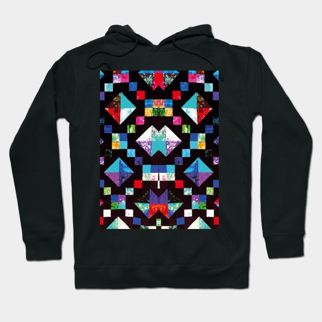 Geometric Quilt Patchwork Pattern Hoodie by badlydrawnbabe